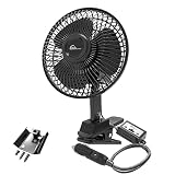 Travel Time 12V Oscillating Fan Clip-On, Black – Universal for Most Vehicles, Clip-On Car Fan, Cooling Fan, Portable Fan for Cars & Trucks