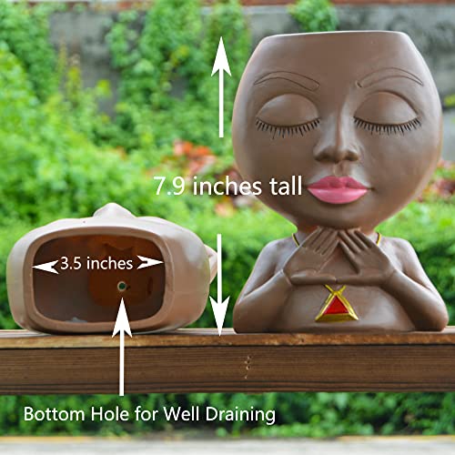 Jytti Face Planter Head Planters Lady Faces Pots, Female Face Flower Pots, Resin Sculpture Plant Pot, Cute Girl Heads Succulent Flowerpot With Drainage Hole For Indoor/Outdoor Plants (7.9 Inches Tall) #TOP6