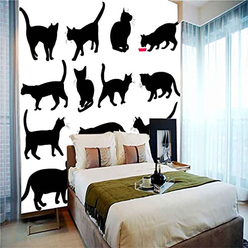 Papier Peint Panoramique 3D Chat Noir : Relooking Mural Facile
