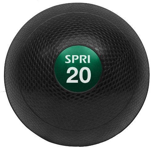 SPRI Dead Weight Slam Ball - Durable Sand-Filled No-Bounce Heavy Duty Ball for Tossing, Slamming, Core Strength Training, Endurance, and General Fitness - Easy to Read Weight Label - 20 lb