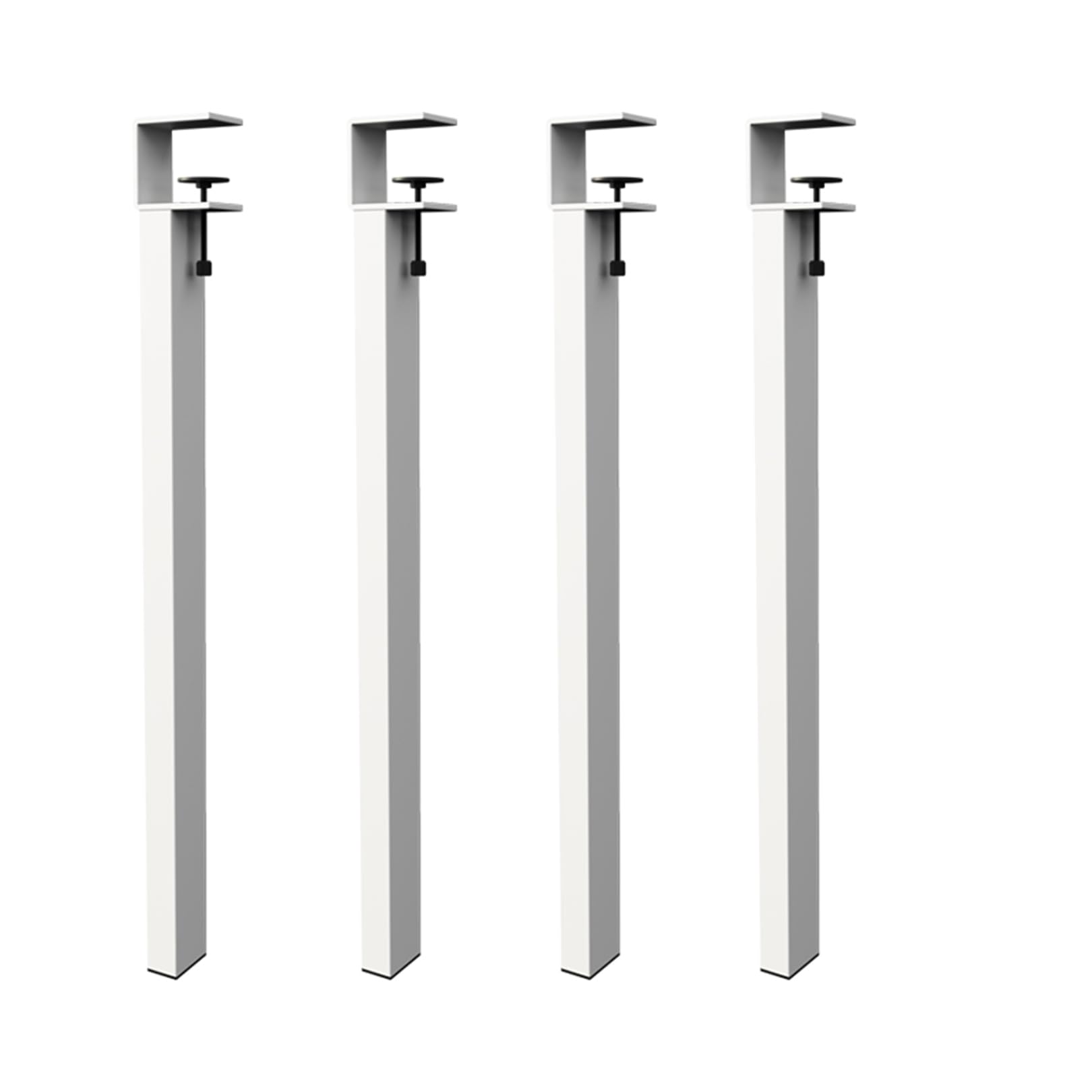 DJCYGG 4 Pcs F-Shaped Clamp-on Table Legs,Table Leg Riser with Wheels,Metal Furniture Feet Worktop Support Leg,for Coffee Table Breakfast Bar,No Punching Design (White,45cm)