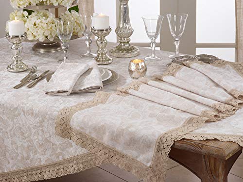 Servilletas de Tela Jacquard Floral Natural 20x20 Pulgadas Pack 4 miniatura 5