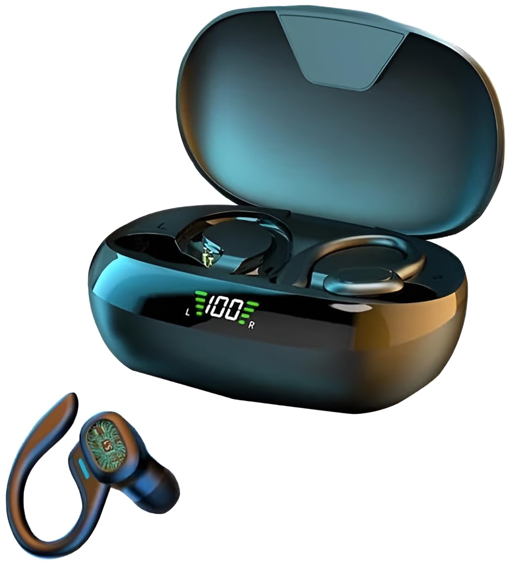 Professional SP16 TWS Bluetooth Earphones, Sports Open-Ear Wireless Earbuds, Ear Hook, Over-Ear HiFi Stereo Bass, IPX4 Waterproof, LED Display, Built-in Mic, Gaming Mode