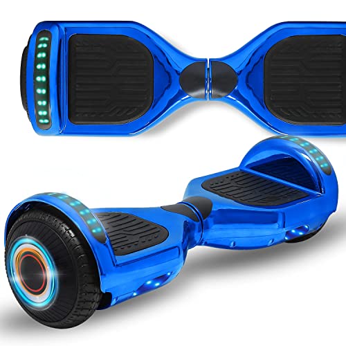 Longtimeusa 6.5" Flashing Wheels Rechargeable Battery Self Balancing Scooter Electric Hoverboard For Kids And Adult Bluetooth Speaker Led Lights Ul2272 (Chrome Blue) #TOP3
