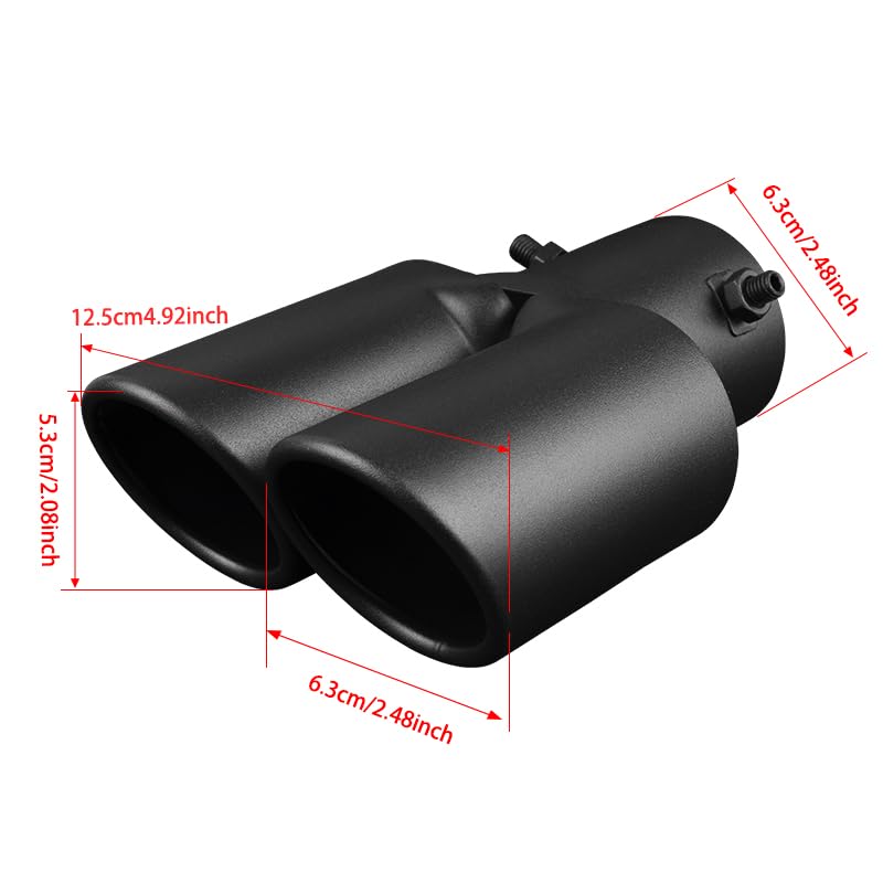 Puntas de escape universales con doble tubo recto negro para mejorar la salida de gases trasera 6