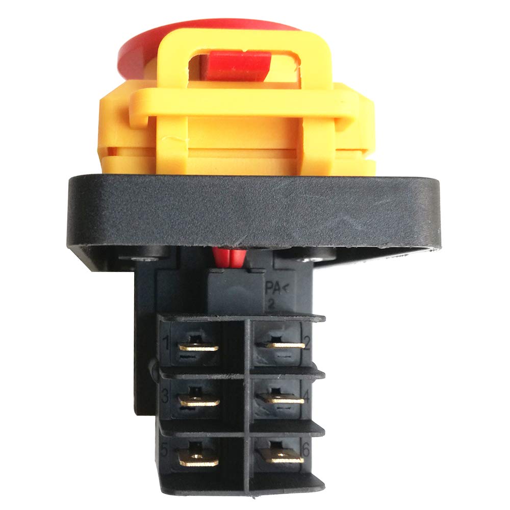 KJD22 Interrupteur électromagnétique à bouton-poussoir électrique 4 broches 6 broches avec couvercle d'arrêt d'urgence (6 broches)