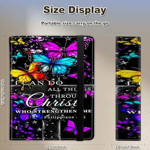 Image of Photo Album 4x6 120 Photos with Strong Elastic Band, Butterfly Bible Verse | Large Capacity Premium Leather Picture Album, Portable Wallet Albums Photo Book for Family Anniversaries Wedding Baby