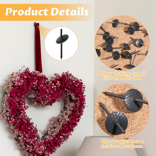 Image of 50 Pcs Picture Hanging Nails 20lbs Hooks Picture Hangers One Step Hangers Frame Hanger Kit Iron Alloy Nail Hooks Wooden One Step Photo Nails for Drywall Hanging Hardware (Black)