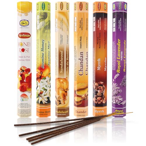 Consejos para Comprar Incienso más recomendados. 41 LISAPRO Varillas de Incienso Hexagonales, 6 Cajas Palos de Incienso, Inciensos Artesanales, Varas de Sahumerio, Ingredientes Naturales, para Meditación, Relajación y Frescura del...
