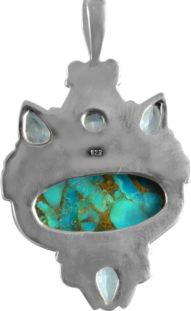 Oxidized Finish 925 Sterling Silver Natural Gemstone Handmade Pendant For Women image 5