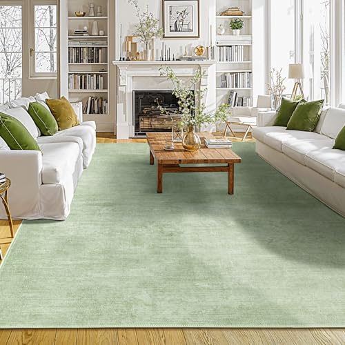Washable Rug 8x10 Area Rugs for Living Room - Stain Resistant Non-Slip Backing Boho Rug for Bedroom,Durable & Ultra-Thin Vintage Large Area Rug(8x10,Green)