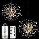 ❀Dekorative Lichter: Pro Feuerwerk enthalten dekorative Lichter 150 hochwertige LED-Lampenperlen. Angetrieben durch 4X AA-Batteriegehäuse mit Haken (Batterien nicht im Lieferumfang enthalten). Perfekte Dekorationen für Terrasse, Garten, Weihnachtsbaum, Hochzeit etc.