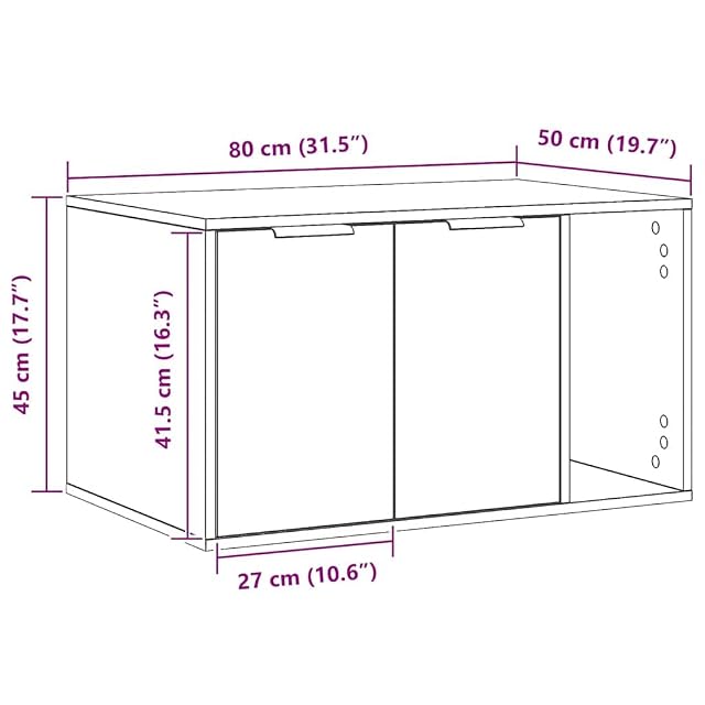 Foto 3 de 8 de vidaXL Mueble arenero para Gatos Madera Roble artisian 80x50x45 cm, Mueble de arenero para Gatos
