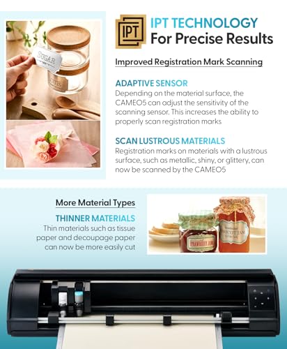 Image of Silhouette Cameo 5 Alpha Plus - 15 inch Craft & Vinyl Cutter Machine with Automatic Blade, Fast Sketch Mode & 4-Point Registration - Includes Studio Software & 100 Designs, 1-Month Subscription - Black