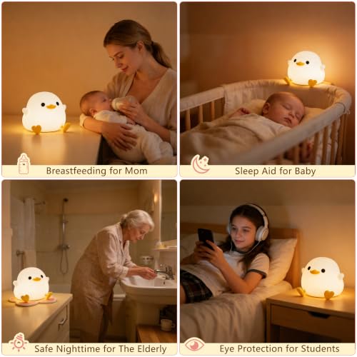 FAMIDUO Duck Night Light, Squishy Silicone, Dimmable, Rechargeable - Image 7