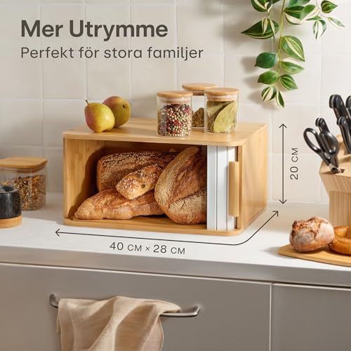 Stilren Brödlåda i FSC®-Trä med Skjutdörr - Vit 40x28cm