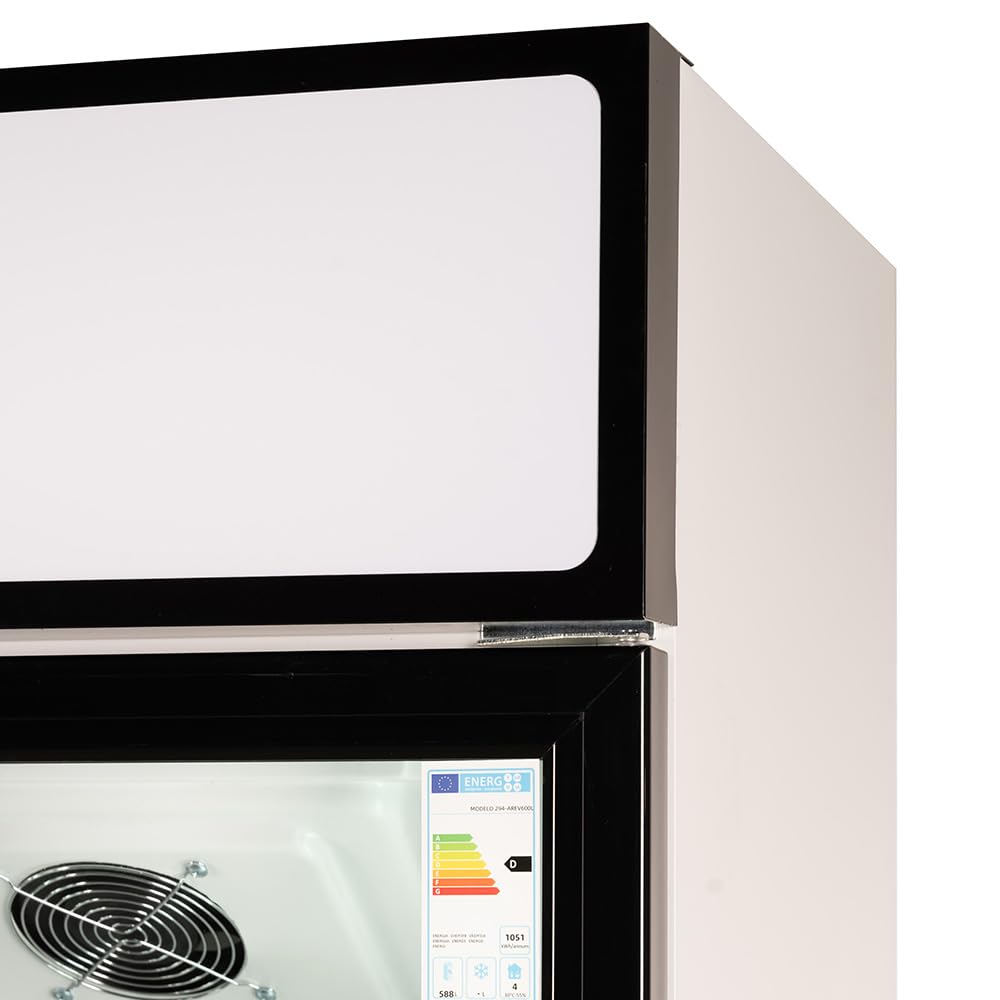 Cleiton® Armario Expositor Refrigerador 2 Puertas de Cristal 600 Litros Doble Cristal Templado Refrigeracion Ventilada Antivaho 1000x570x1980 mm | Vitrina Expositora Refrigerada | Nevera Frio Bebidas