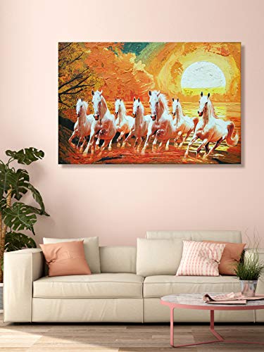 Image of 999STORE Wooden wall painting with frame for bedroom horse photo frames horses hanging home decor big large (Canvas 36X54 Inches Stretched) FLP36540071