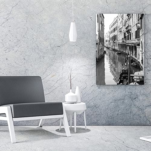 Venice Canal Travel Poster Black And White Poster Of Seaside Architecture Canvas Painting Posters And Prints Wall Art Pictures For Living Room Bedroom Decor 24X32Inch(60X80Cm) Unframe-Style #TOP3
