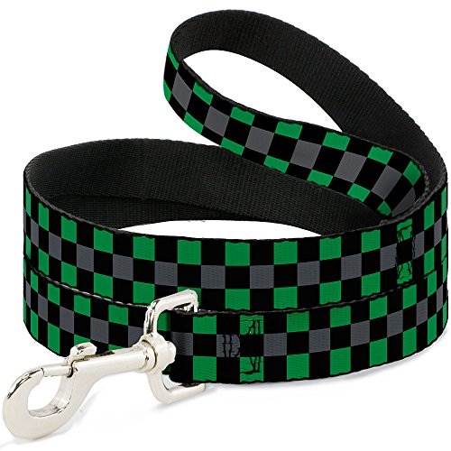 Laisse pour chien Buckle Down Checker Noir Gris et Vert 1m80 - 2