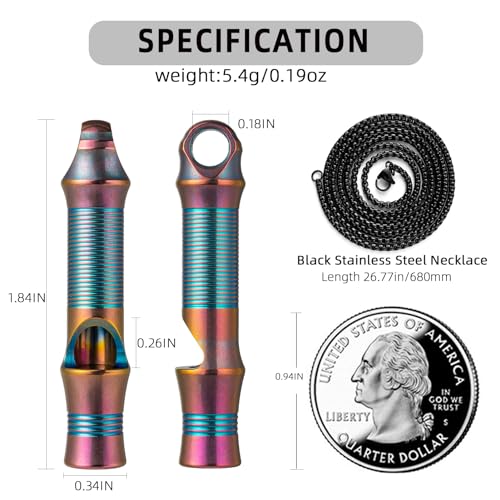 TISUR-Titanium-Emergency-WhistleEDC-Safety-Whistles-Necklace-Loud-up-to-120dbSurvival-Whistles-for-SurvivalHikingCampingPets-Training