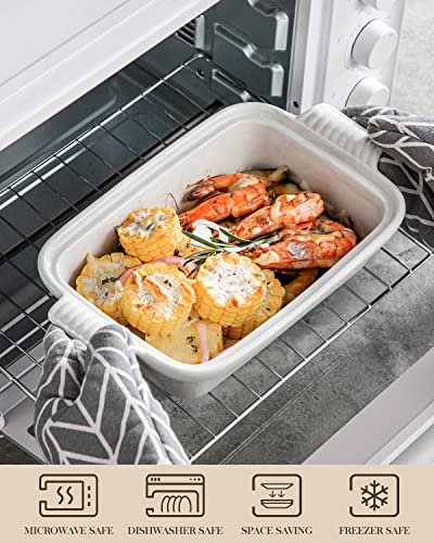 Malacasa Casserole Dish With Lid, 1.9 Quart Baking Dish With Lid, Rectangular Ceramic Bakeware Oven Safe, Covered Casserole Cookware Deep Lasagna Pan, 12 X 7 X 2.8 Inch, Series Bake-Grey #TOP3