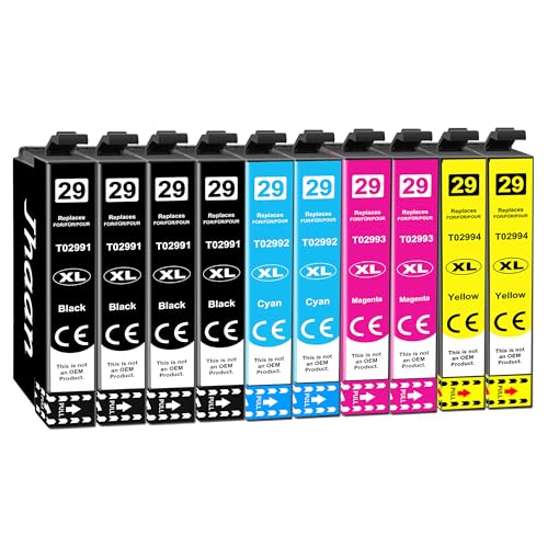Jhaan 29XL Cartuchos de Tinta Compatible con Epson 29XL 29 XL para Expression Home XP 247 XP 255 XP 235 XP 245 XP 335 XP 342 XP 345 XP 355 XP 332 XP 455 XP 432 XP 435 XP 257 (Paquete de 10)