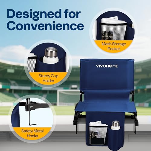 Image of VIVOHOME Ultra-Compact Folding Stadium Seats with Back Support