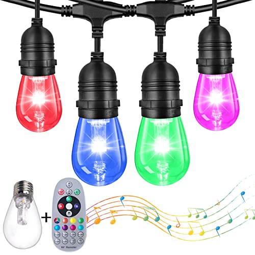 MFOX Outdoor String Lights, 24FT Color Changing Music Sync String Lights, Patio Lights|Outdoor Waterproof|Porch Light with Remote, for Patio Decor, Balcony, Bistro MFOX Outdoor String Lights, 24FT Color Changing Music Sync String Lights, Patio Lights|Outdoor Waterproof|Porch Light with Remote, for Patio Decor, Balcony, Bistro