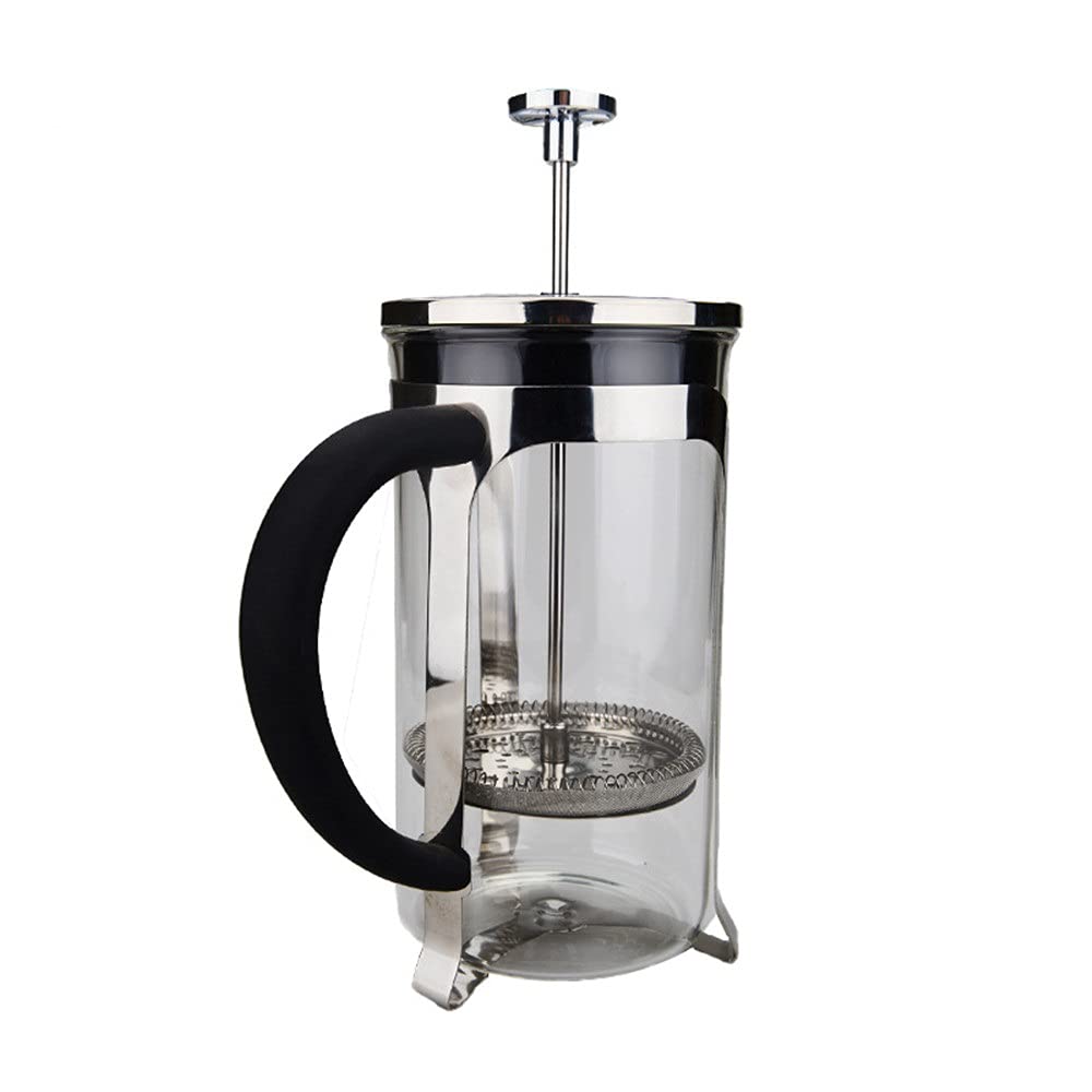 Olla de prensa francesa Tetera de vidrio con filtro de acero inoxidable de doble pared para cafetera casera Olla de prensa francesa fácil de limpiar y usar (Color : Black, Size : 350ml) (Black 600ml