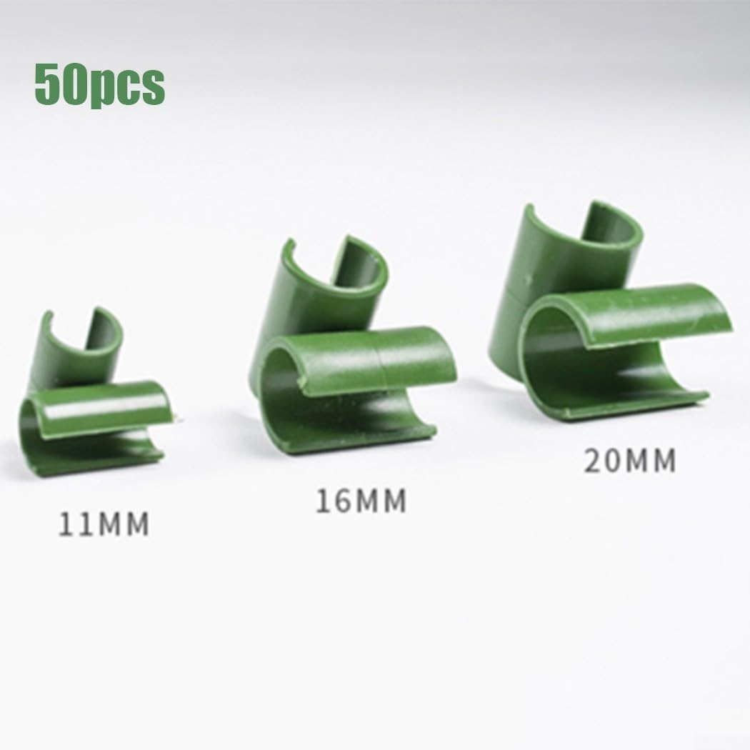 Lot de 50 clips de raccordement pour treillis de plantes de jardin, tiges de raccordement en plastique pour tiges de cadre de jardin fixes, pour cage à tomates, tiges de plantes 11/16/20 mm