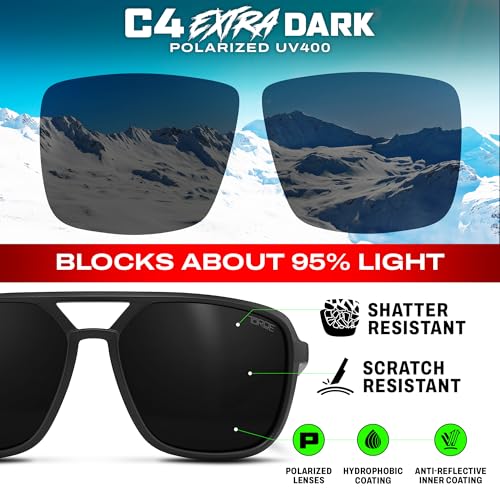 Image of TOROE Super Dark Black Out Polarized Sunglasses Extreme Light Sensitivity Advanced UV Protection C4 Impact Resistant