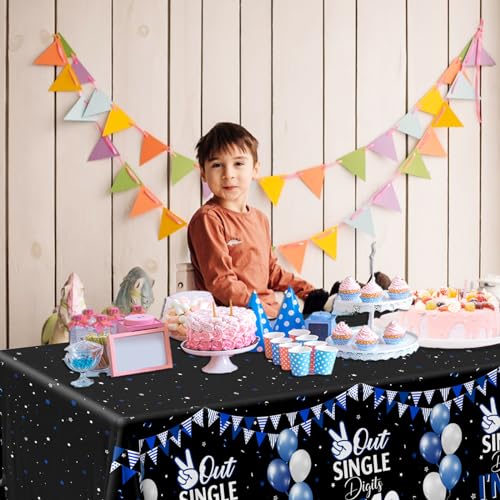 Image of 10th Birthday Decorations for Boys,3pcs Double Digits Birthday Boy Tablecloths 10 Year Old Birth-Day Decorations Plastic Table Cover for Boys Birth-Day Party