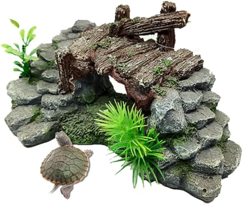 Hubiuyo 浮き島 水槽台 日光浴 爬虫類 両生類 生息地 登り石 爪を磨く パッド 保温 保湿 爬虫類の岩 溶岩 石 フードプレート 飼育ケース内装 (A)