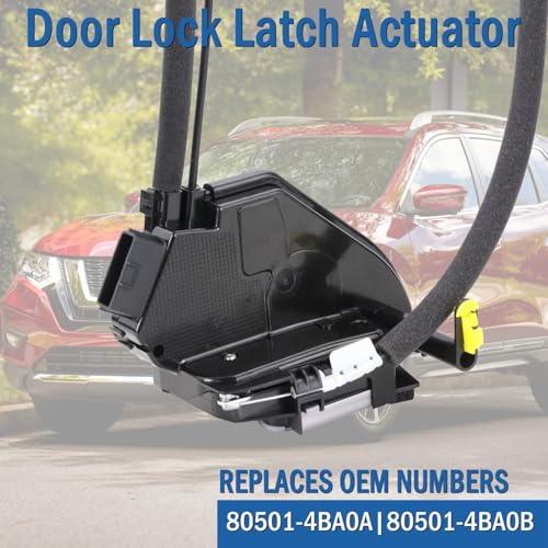 Image of Front Left Driver Side Door Lock Actuator 80501-4BA0A Compatible with Nissan Rogue Sport Utility 2014 2015 2016 2017 2018 2019, Door Latch Replaces 80501-4BA0B