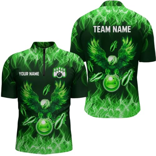 Eagle Flame Custom Bowling Team Shirts for Men and Women Bowling League Bowling Polo Shirt and Bowling Quarter Zip Shirt3