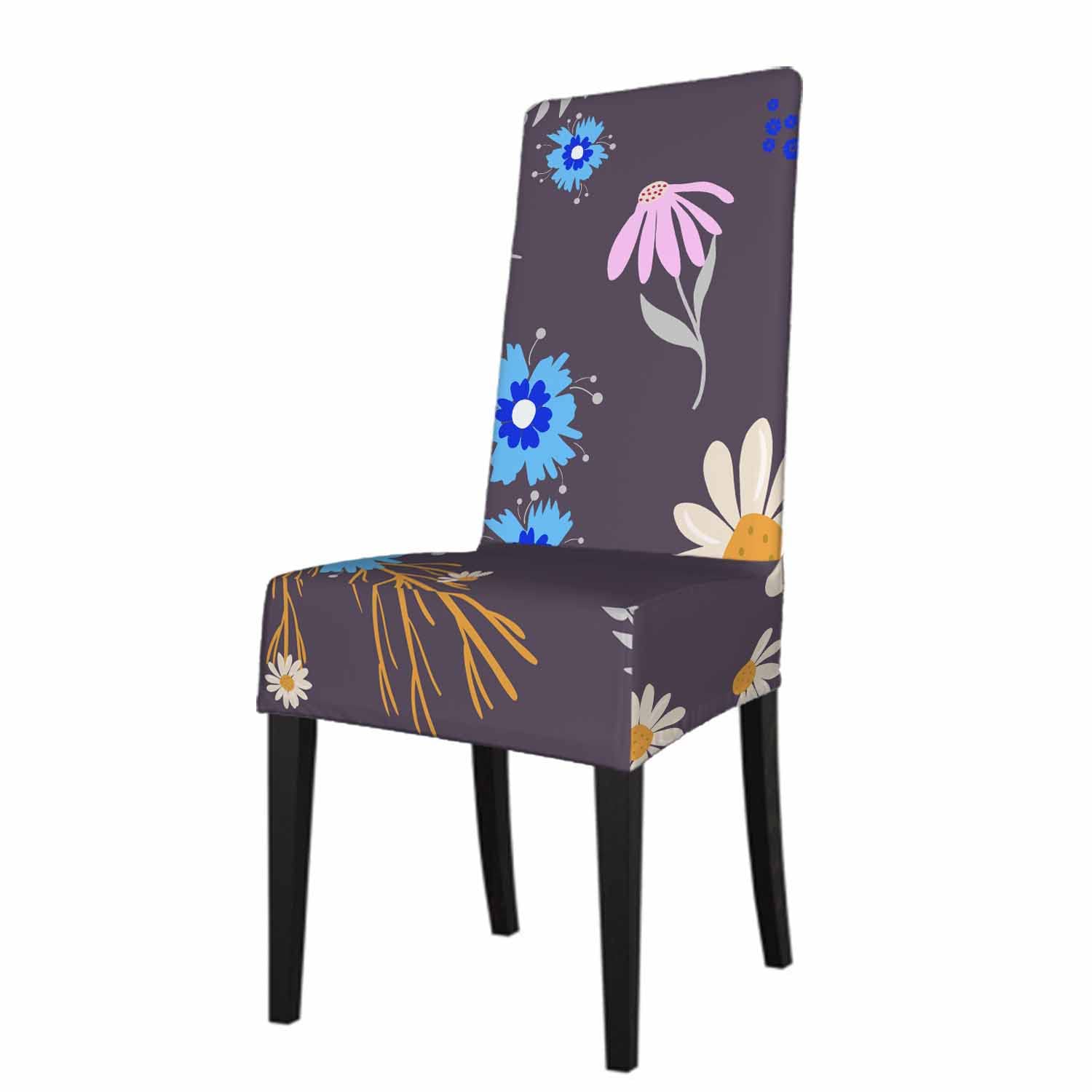 Numland 1 Pack Pretty Floral Pattern Dining Room Chair Covers Big Small Flowers And Leaves Blossom Short Stretchable Polyester Removable Washable for