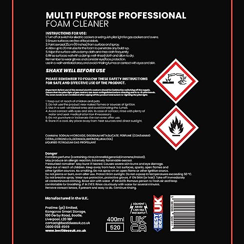 Profoam Oven, Grill & Barbecue Cleaner, Heavy Duty Oven Cleaner & Degreaser, Removes Baked On Food and Burnt-In Grease Fast, (400ml) Foam Spray, Made In The UK - Image 6