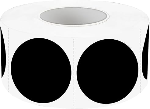 1 Inch Removable Colored Dots, Waterproof Circle Stickers, Writable Garage Sale Stickers, Suitable for Laser & Inkjet Printable 500Pcs, Black
