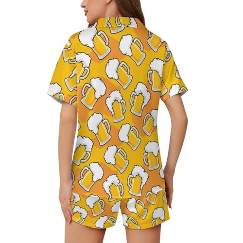 Dujiea Women Pajamas Sets Short Sleeve Sleepwear, Soft Satin Button Down Lounge Wear Set 2 Piece Pjs Shorts Set XS-2XL4