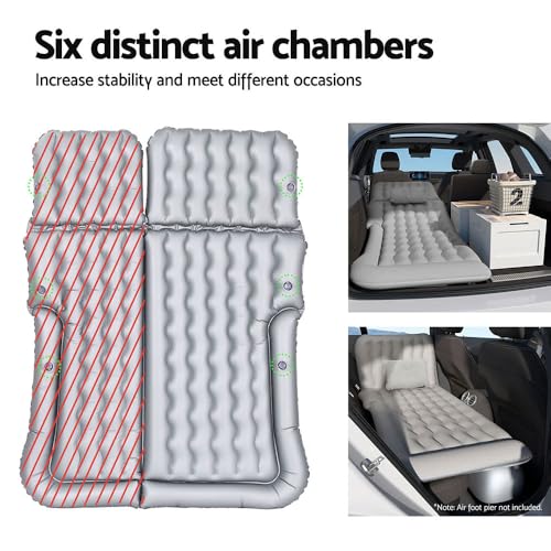 Image of Oshotto Multifunctional Car Inflatable Bed Air Mattress SUV Car Travel Outdoor Camping mat with Two Air Pillows and Air Pump Compatible with BMW X3 (Grey)