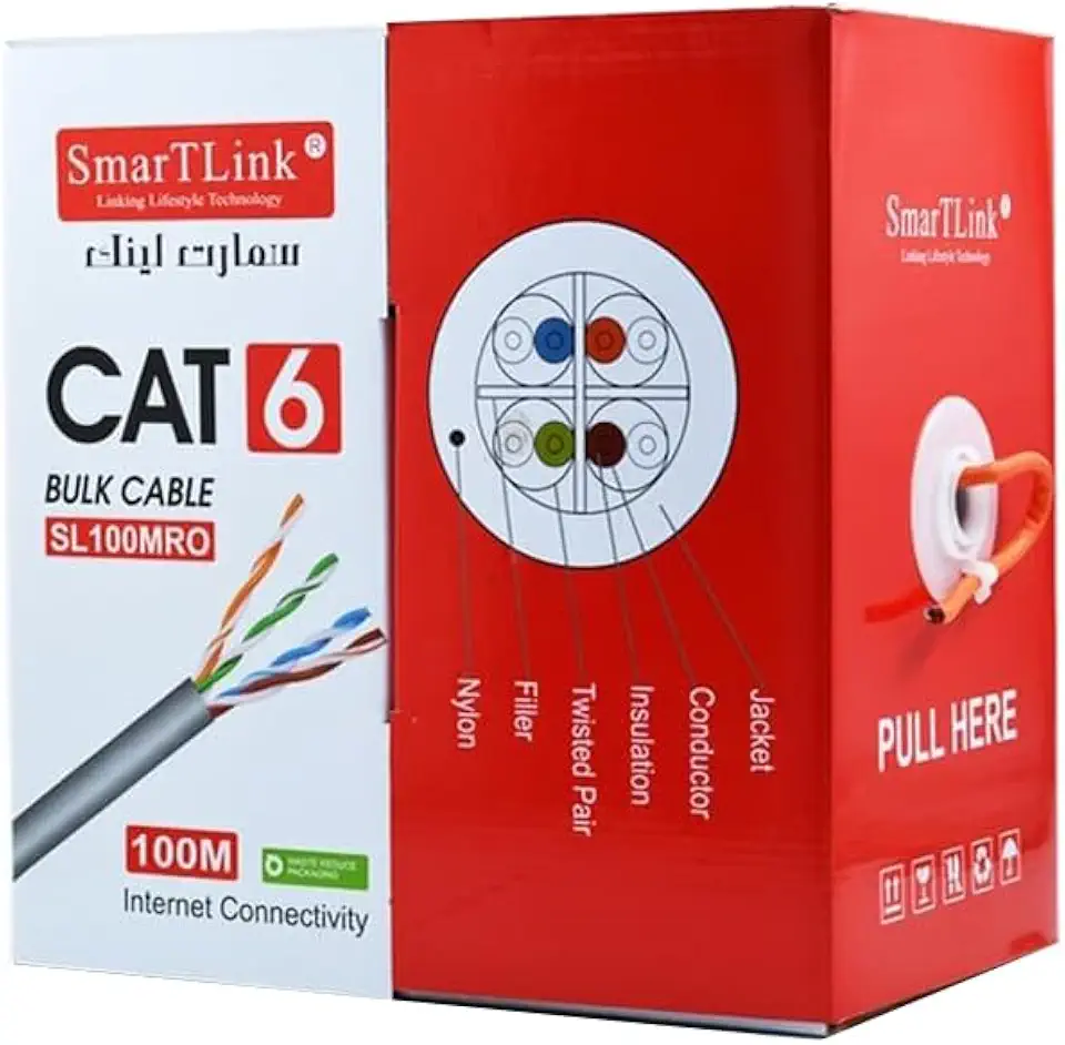 SmarTLink UTP HIGH QUALITY CAT 6 BULK CABLE ORANGE (100m)