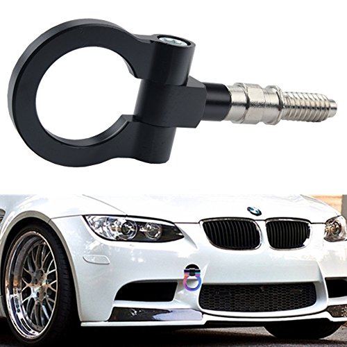 Dewhel JDM Aluminum Track Racing Front Rear Bumper Guard Auto Trailer Ring Hook Eye Towing Tow Hook Kit Black compatible with BMW 1 3 5 Series X5 X6 E36 E39 E46 E82 E90 E91 E92 E93 E70 E71 MINI Cooper by DEWHEL - Used condition - Image 3