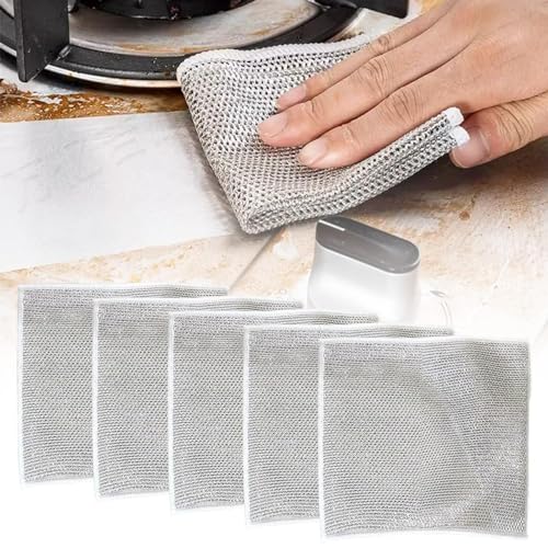 La mejor selección de Lavavajillas Mabe los 5 mejores. 41 Genérico Multipurpose Wire Dishwashing Rags for Wet and Dry, 2025 Nuevo Trapos de Lavado de Alambre Sin Alambre de Alambre de Met Metal Premium Cleans para Atos, Lavamanos (5)