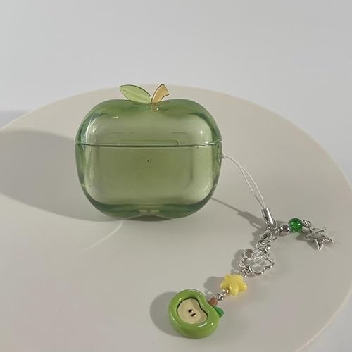 Miniatura 9 de Bonita funda en forma de fruta para AirPods Pro 12, diseño realista con dije de hoja, funda protectora de poliuretano termoplástico translúcida a