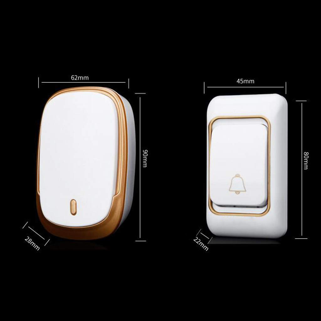 Kit Campanello Wireless Impermeabile 36 Melodie Portata 300M 1 Trasmettitore 5 Ricevitori LED Multicolor(Gold)