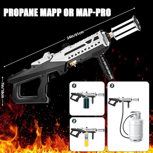 Image of Powerful Propane Torch Gun, Flamethrower With Adjustable Flame, Blow Torch for Campfire, Fire Pit Starter, Fun Gift (Propane Tank Not Included)