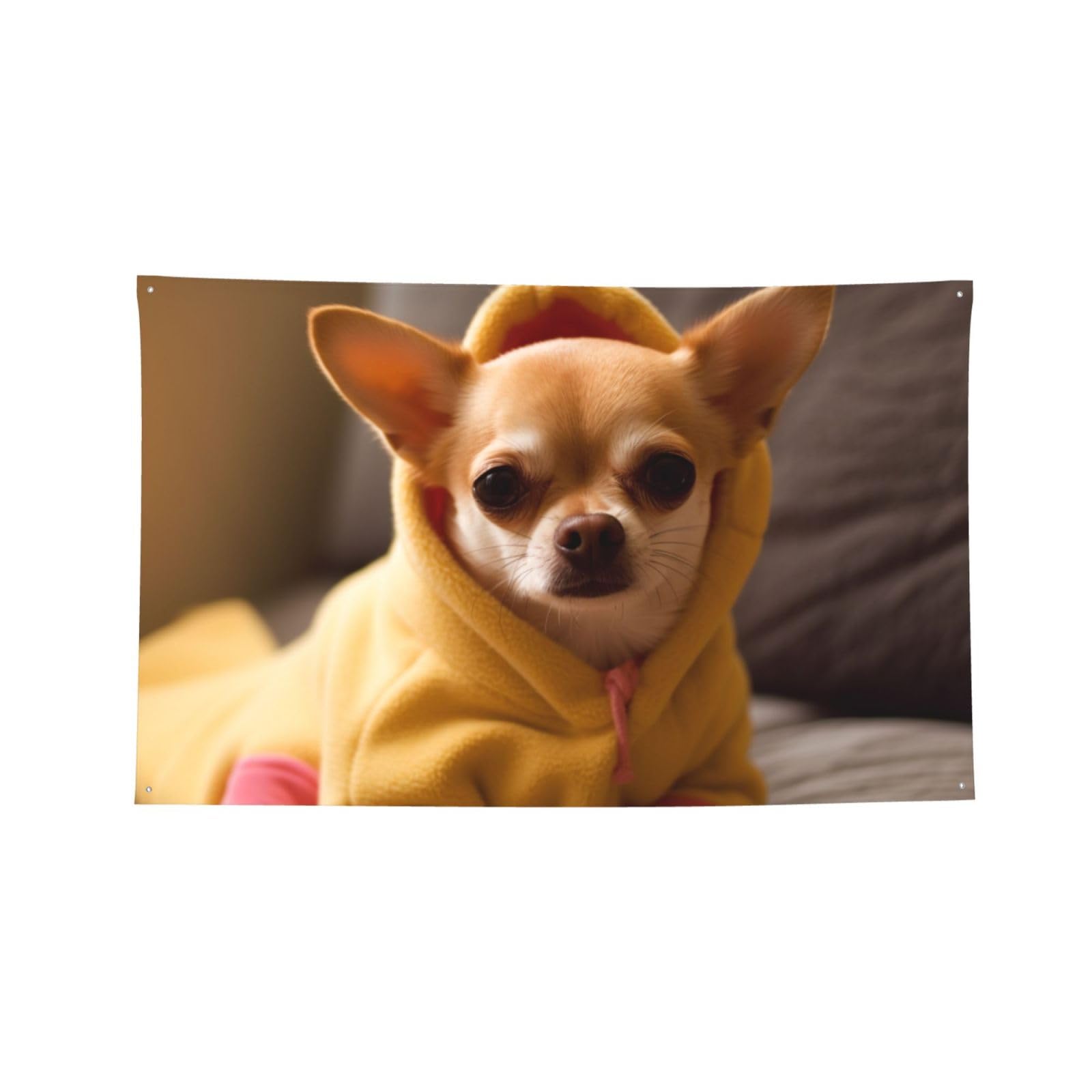Bannière chihuahua déprimé 1,2x1,8m pour déco de fête et dortoir