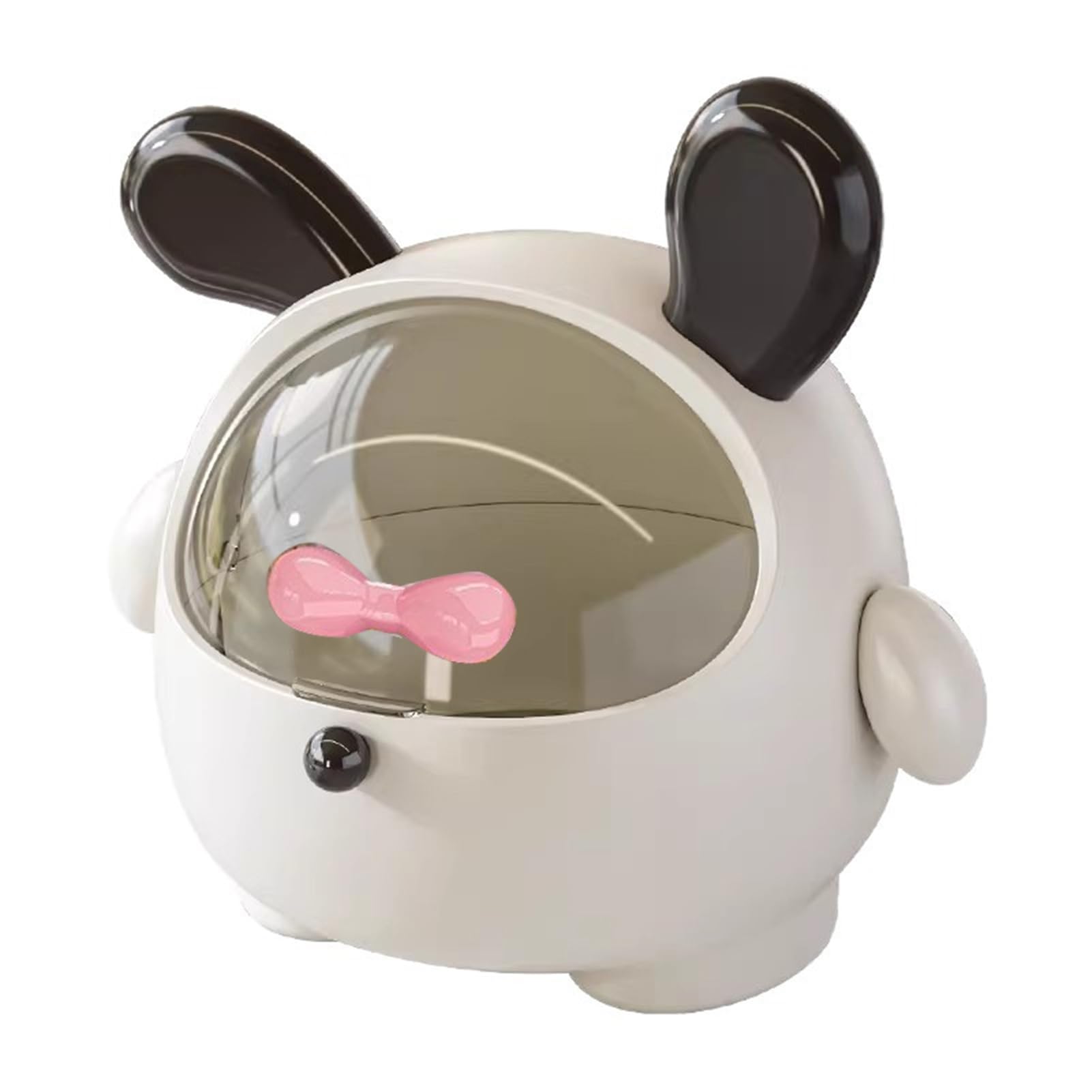 Glifora Storage Box with Transparent Sliding Cover - Organiser with Cute Cartoon Ear Design, Tidy Box for Desktop Organisation and Snacks