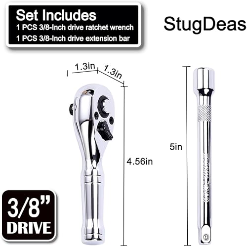 Miniatura 9 de Llave de trinquete de 14 de pulgada, llave de enchufe de liberación rápida de 72 dientes con una barra de extensión (4 pulgadas), interruptor